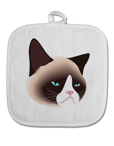 Cute Disgruntled Siamese Cat White Fabric Pot Holder Hot Pad-Pot Holder-TooLoud-White-Davson Sales