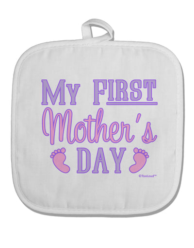 My First Mother's Day - Baby Feet - Pink White Fabric Pot Holder Hot Pad by TooLoud-Pot Holder-TooLoud-White-Davson Sales