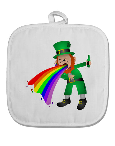 Puking Rainbow Leprechaun White Fabric Pot Holder Hot Pad-Pot Holder-TooLoud-White-Davson Sales