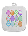 Cute Faux Applique Easter Eggs White Fabric Pot Holder Hot Pad-Pot Holder-TooLoud-White-Davson Sales