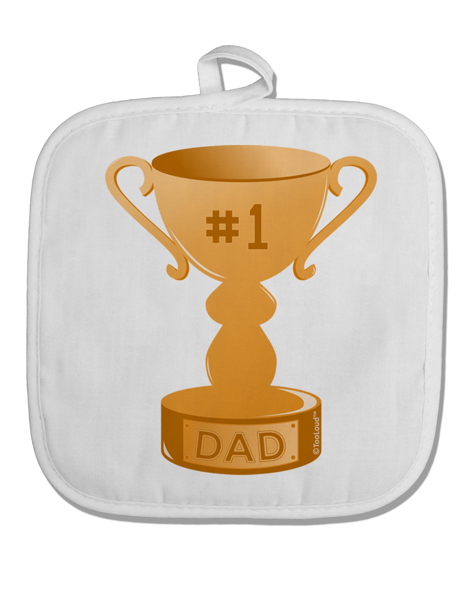 Number One Dad Trophy White Fabric Pot Holder Hot Pad-Pot Holder-TooLoud-White-Davson Sales