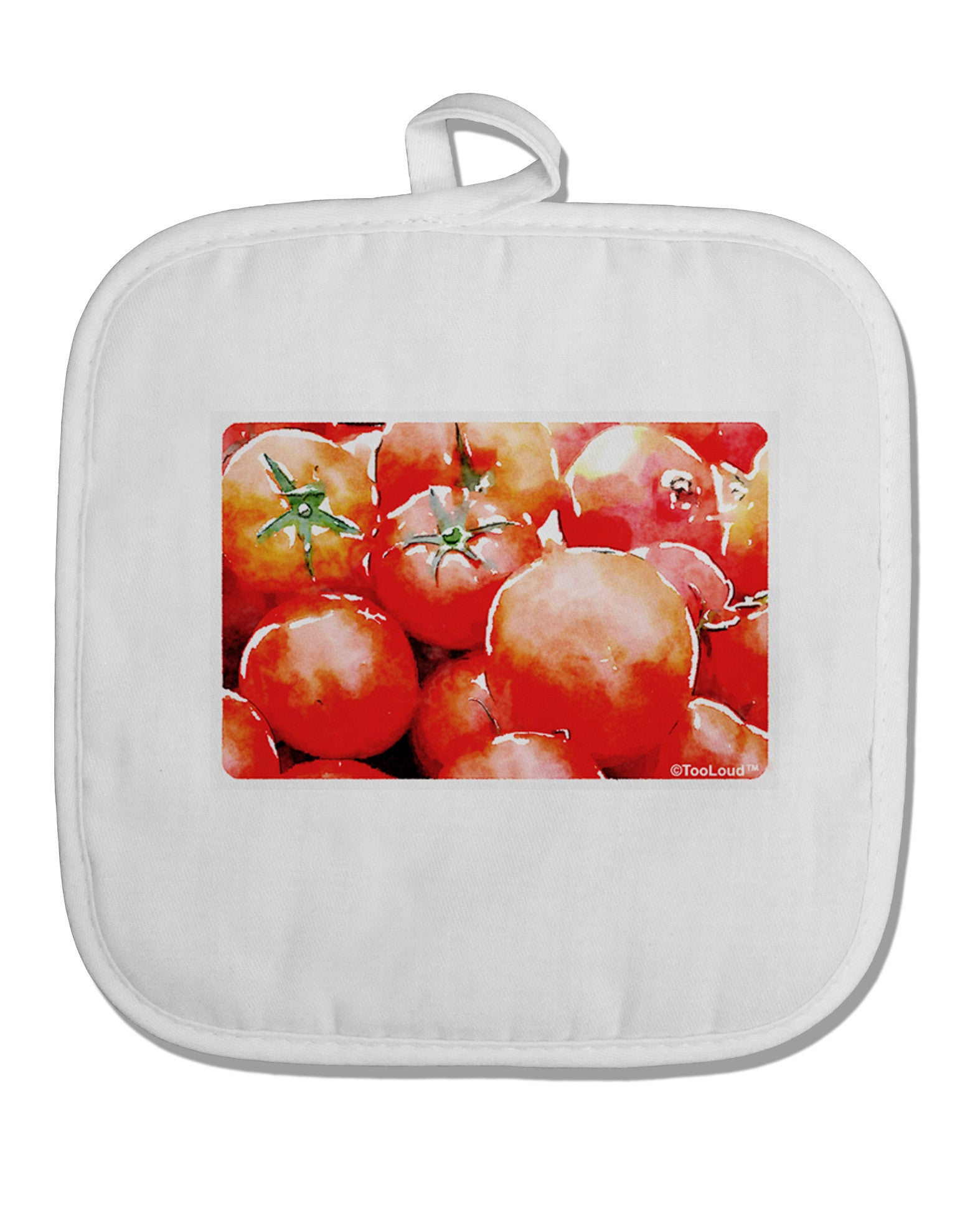 Watercolor Tomatoes White Fabric Pot Holder Hot Pad-Pot Holder-TooLoud-White-Davson Sales
