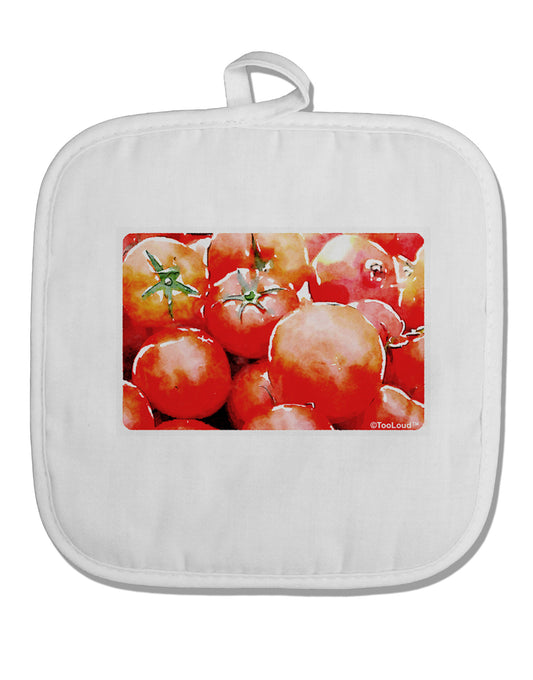 Watercolor Tomatoes White Fabric Pot Holder Hot Pad-Pot Holder-TooLoud-White-Davson Sales