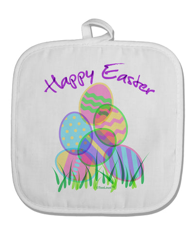 Happy Easter Gel Look Print White Fabric Pot Holder Hot Pad-Pot Holder-TooLoud-White-Davson Sales