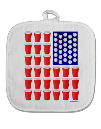 Beer Pong Flag White Fabric Pot Holder Hot Pad-Pot Holder-TooLoud-White-Davson Sales