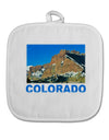 Colorado Snowy Mountains Text White Fabric Pot Holder Hot Pad-Pot Holder-TooLoud-White-Davson Sales