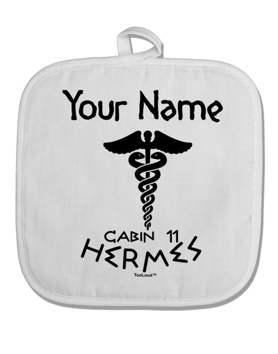 Personalized Cabin 11 Hermes White Fabric Pot Holder Hot Pad by TooLoud-Pot Holder-TooLoud-White-Davson Sales