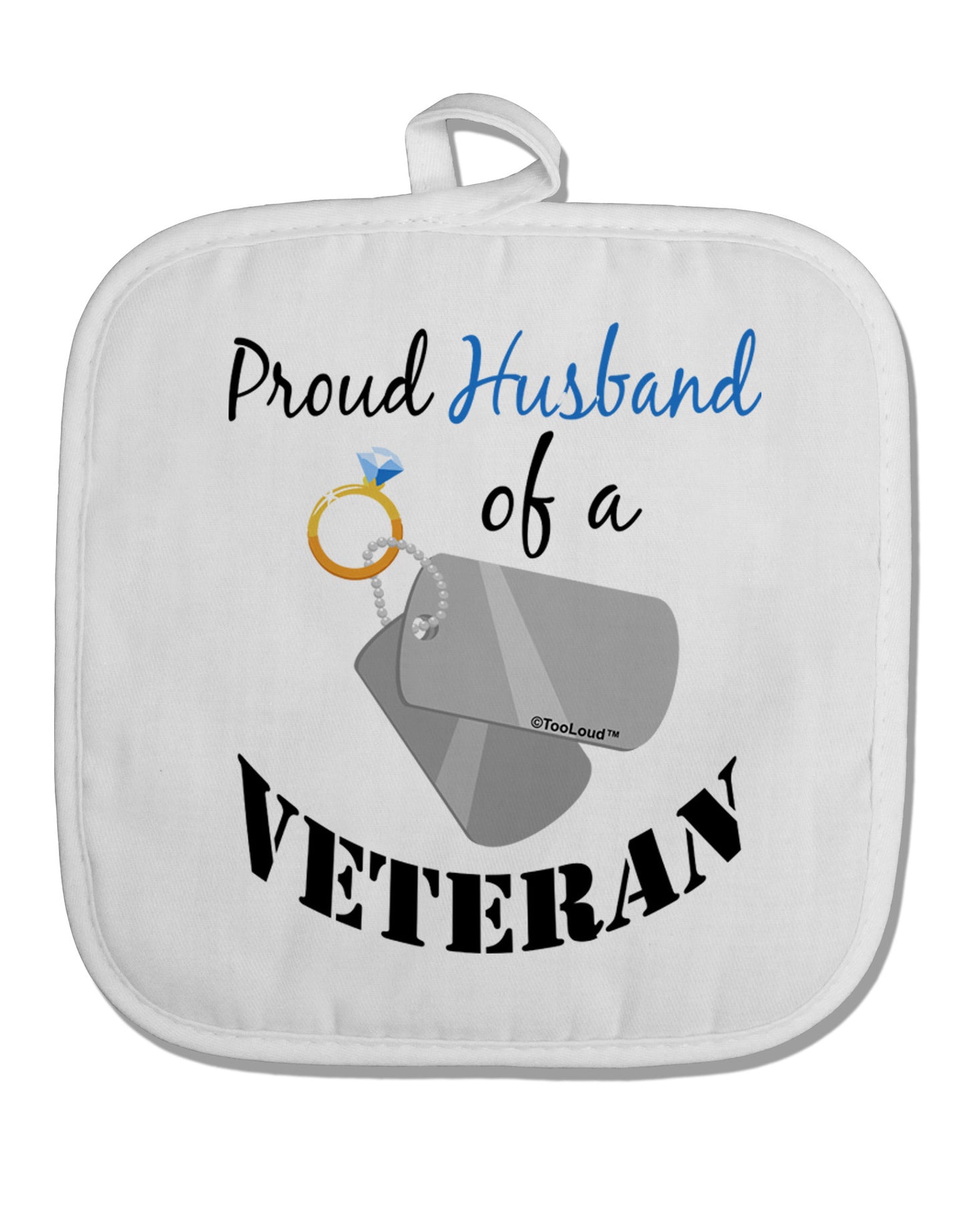 Husband of Veteran White Fabric Pot Holder Hot Pad-Pot Holder-TooLoud-White-Davson Sales