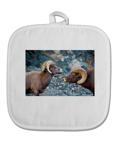 TooLoud Two Bighorn Rams White Fabric Pot Holder Hot Pad-Pot Holder-TooLoud-White-Davson Sales