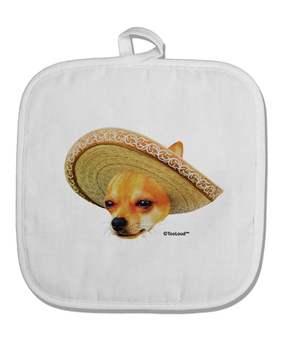 Chihuahua Dog with Sombrero - Patchwork Design White Fabric Pot Holder Hot Pad by TooLoud-Pot Holder-TooLoud-White-Davson Sales