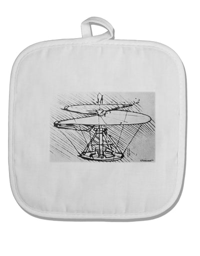 Helicopter Sketch White Fabric Pot Holder Hot Pad-Pot Holder-TooLoud-White-Davson Sales