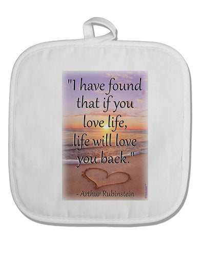 Life Will Love You Back White Fabric Pot Holder Hot Pad by TooLoud-Pot Holder-TooLoud-White-Davson Sales