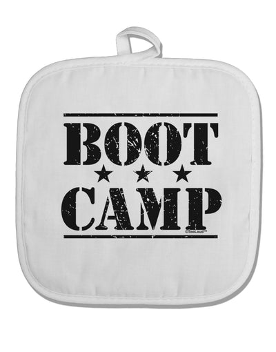 Bootcamp Large distressed Text White Fabric Pot Holder Hot Pad-Pot Holder-TooLoud-White-Davson Sales