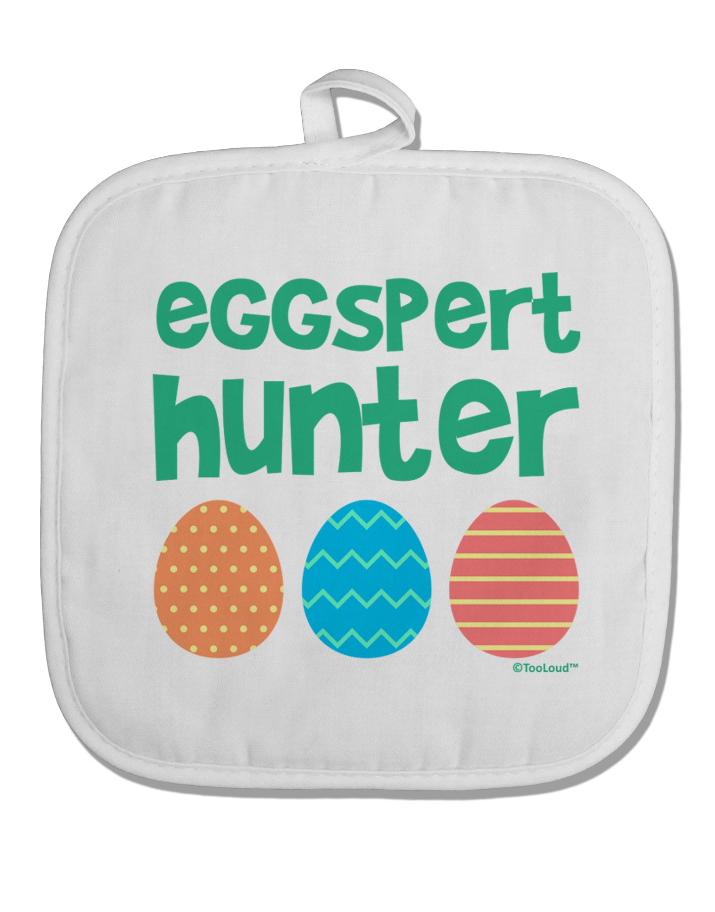 Eggspert Hunter - Easter - Green White Fabric Pot Holder Hot Pad by TooLoud-Pot Holder-TooLoud-White-Davson Sales