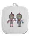 Cute Robot Love White Fabric Pot Holder Hot Pad by TooLoud-Pot Holder-TooLoud-White-Davson Sales