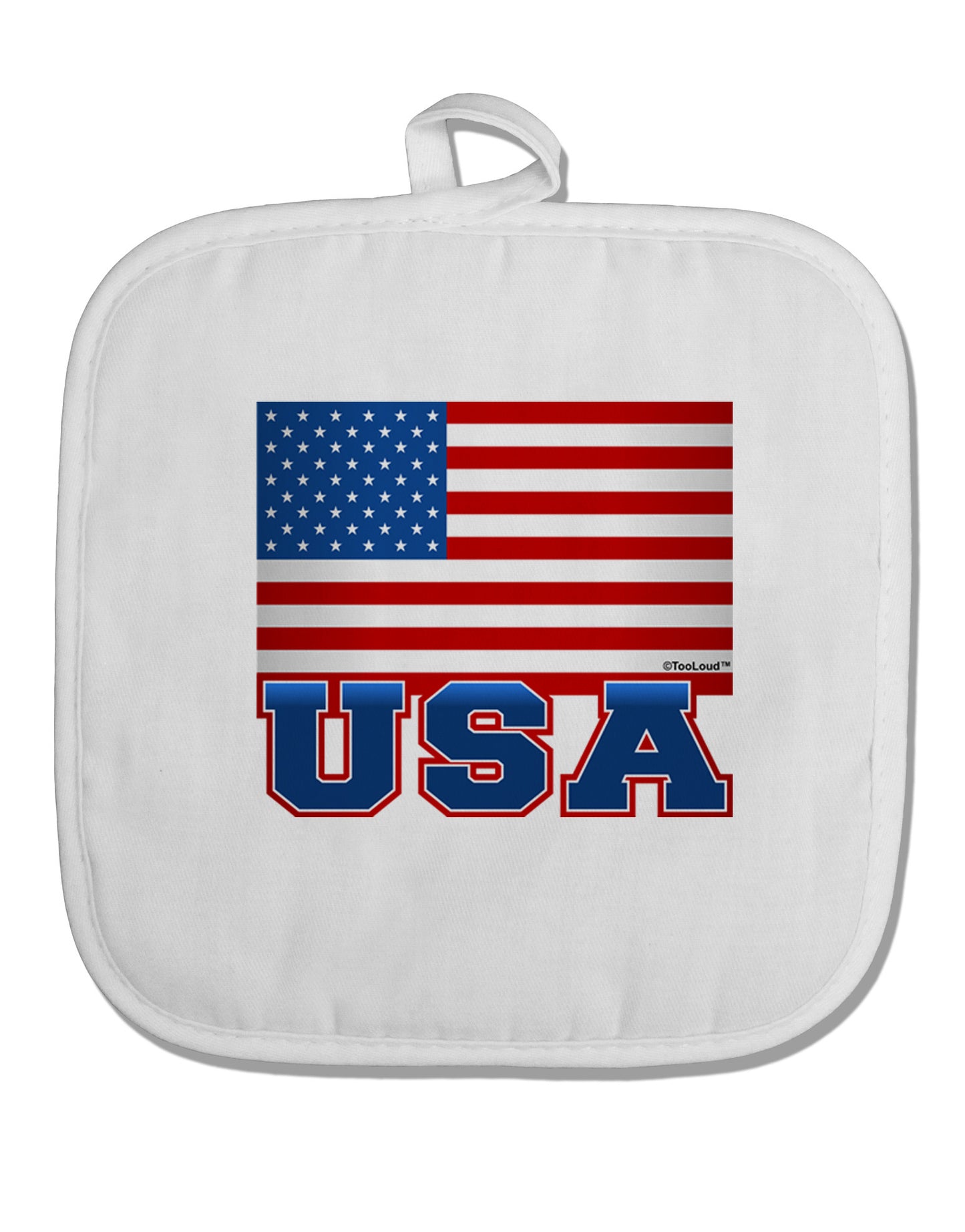 USA Flag White Fabric Pot Holder Hot Pad-Pot Holder-TooLoud-White-Davson Sales