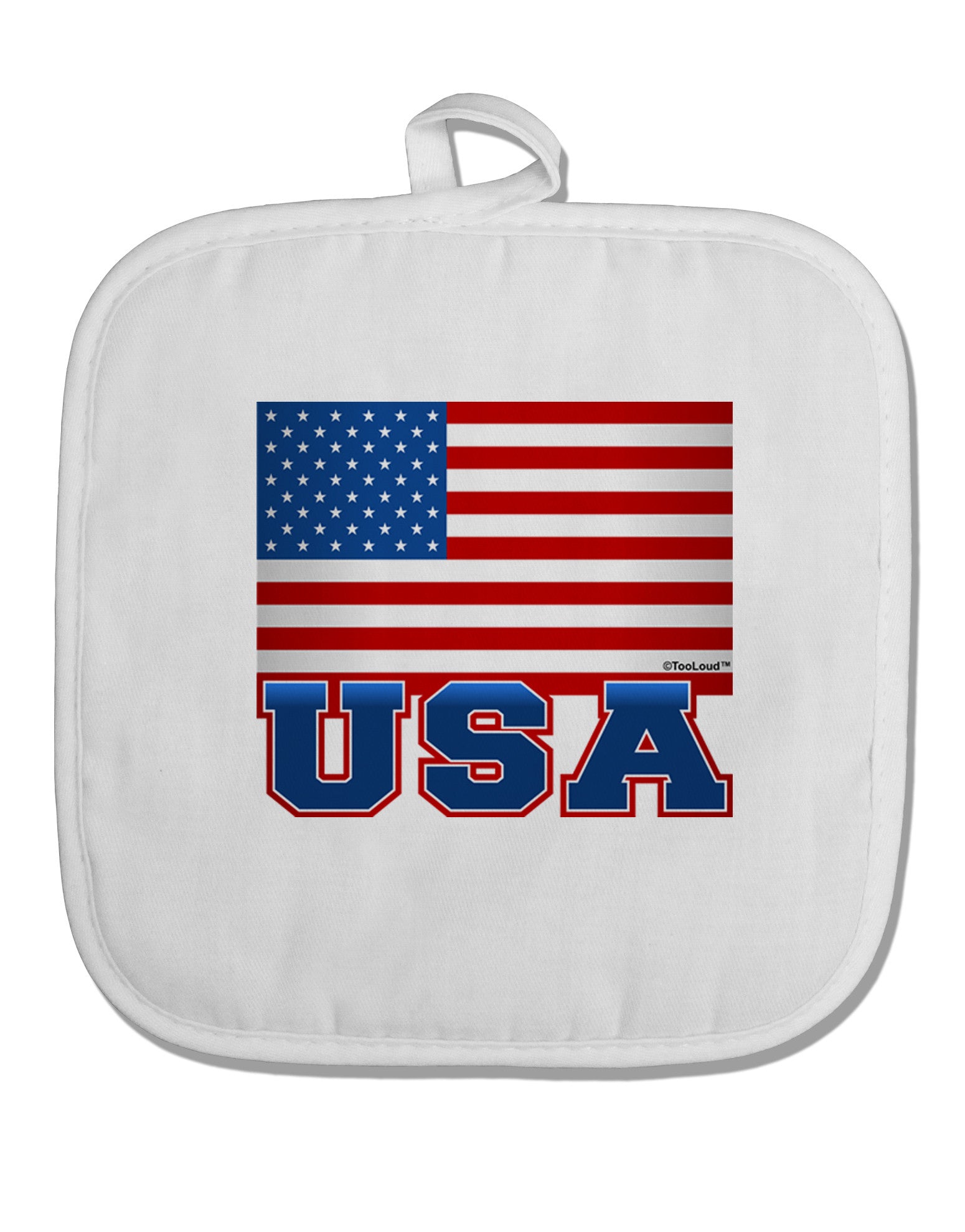 USA Flag White Fabric Pot Holder Hot Pad-Pot Holder-TooLoud-White-Davson Sales
