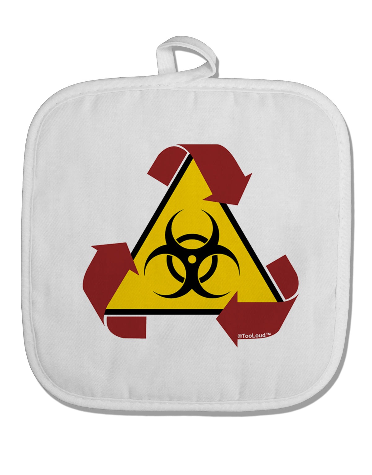 Pad Recycle Sign Recycle Biohazard Sign White Fabric Pot Holder Hot Pad by TooLoud ...