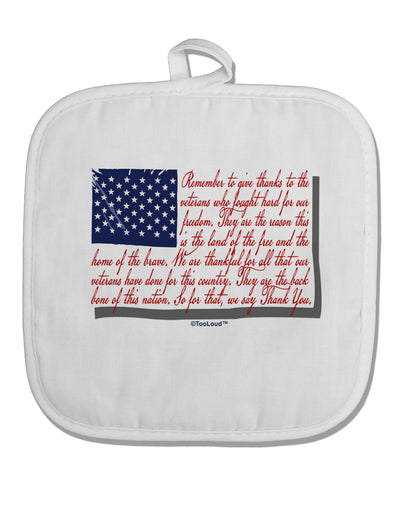 Veterans Scripted Flag White Fabric Pot Holder Hot Pad-Pot Holder-TooLoud-White-Davson Sales