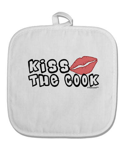 Kiss the Cook With Lips White Fabric Pot Holder Hot Pad by TooLoud-Pot Holder-TooLoud-White-Davson Sales