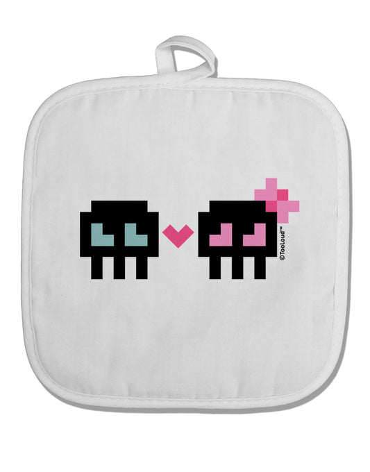 8-Bit Skull Love - Boy and Girl White Fabric Pot Holder Hot Pad-Pot Holder-TooLoud-White-Davson Sales