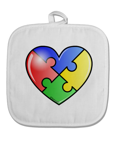 Big Puzzle Heart - Autism Awareness White Fabric Pot Holder Hot Pad by TooLoud-Pot Holder-TooLoud-White-Davson Sales