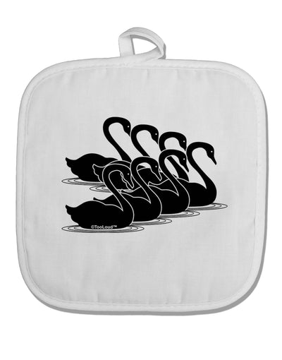 Seven Swans A Swimming White Fabric Pot Holder Hot Pad-Pot Holder-TooLoud-White-Davson Sales