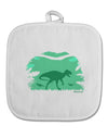 Dinosaur Silhouettes - Jungle White Fabric Pot Holder Hot Pad by TooLoud-Pot Holder-TooLoud-White-Davson Sales