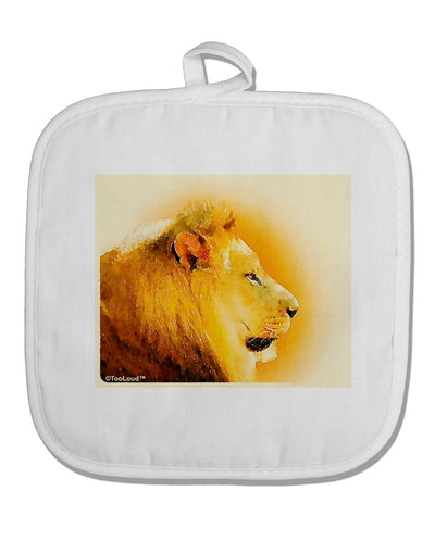 Lion Watercolor 3 White Fabric Pot Holder Hot Pad-Pot Holder-TooLoud-White-Davson Sales