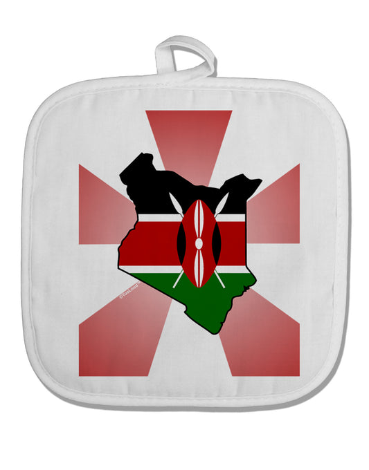Kenya Flag Design White Fabric Pot Holder Hot Pad-Pot Holder-TooLoud-White-Davson Sales