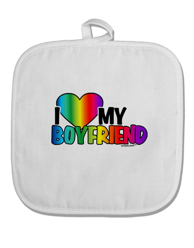 I Heart My Boyfriend - Rainbow White Fabric Pot Holder Hot Pad-Pot Holder-TooLoud-White-Davson Sales