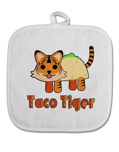 Cute Taco Tiger Text White Fabric Pot Holder Hot Pad-Pot Holder-TooLoud-White-Davson Sales