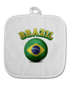 Soccer Ball Flag - Brazil White Fabric Pot Holder Hot Pad-Pot Holder-TooLoud-White-Davson Sales
