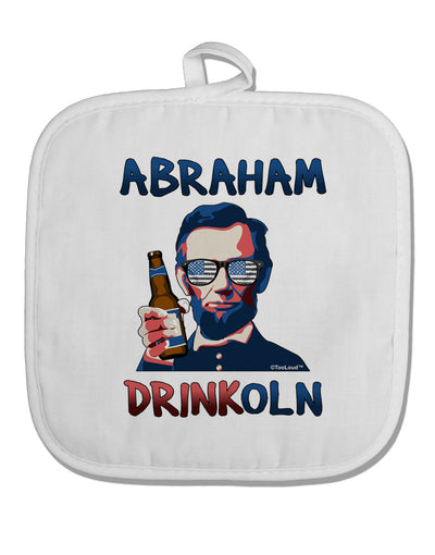 Abraham Drinkoln with Text White Fabric Pot Holder Hot Pad-Pot Holder-TooLoud-White-Davson Sales