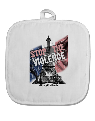 Distressed Paris Stop The Violence White Fabric Pot Holder Hot Pad-Pot Holder-TooLoud-White-Davson Sales