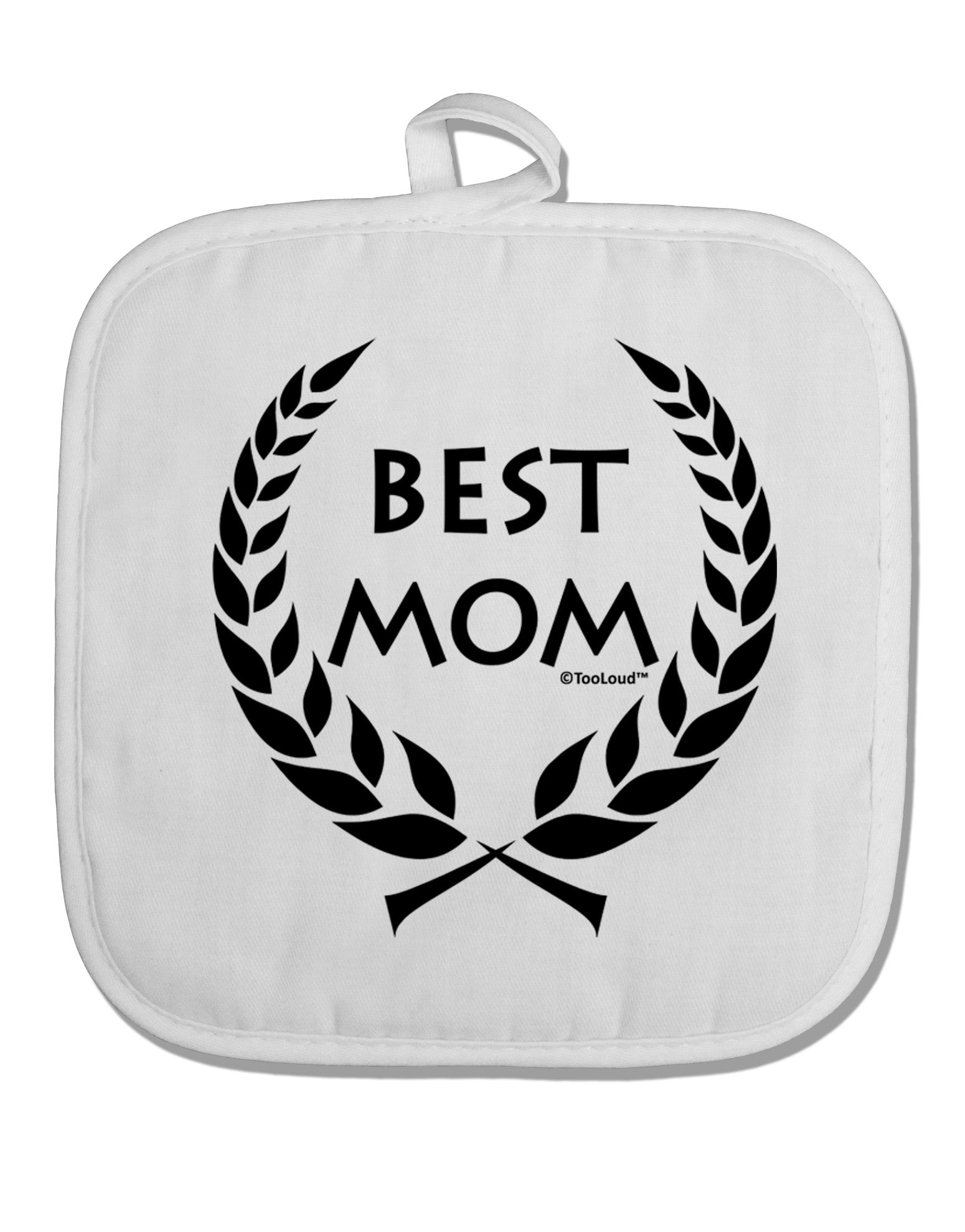 Best Mom - Wreath Design White Fabric Pot Holder Hot Pad by TooLoud-Pot Holder-TooLoud-White-Davson Sales