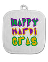 Happy Mardi Gras Text 2 White Fabric Pot Holder Hot Pad-Pot Holder-TooLoud-White-Davson Sales