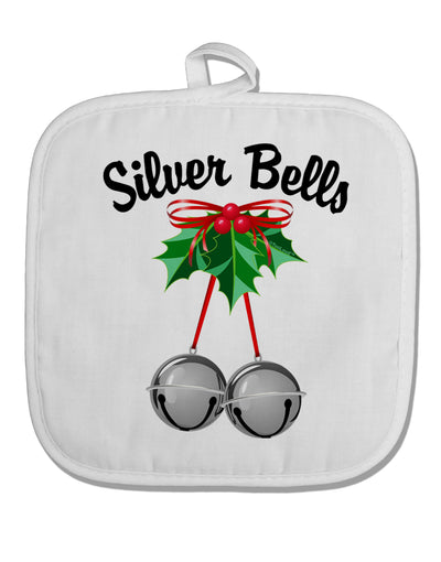 Silver Bells White Fabric Pot Holder Hot Pad by TooLoud-Pot Holder-TooLoud-White-Davson Sales