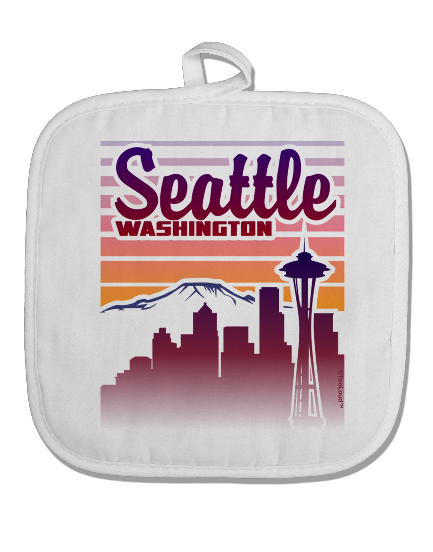 Seattle Washington Sunset White Fabric Pot Holder Hot Pad-Pot Holder-TooLoud-White-Davson Sales