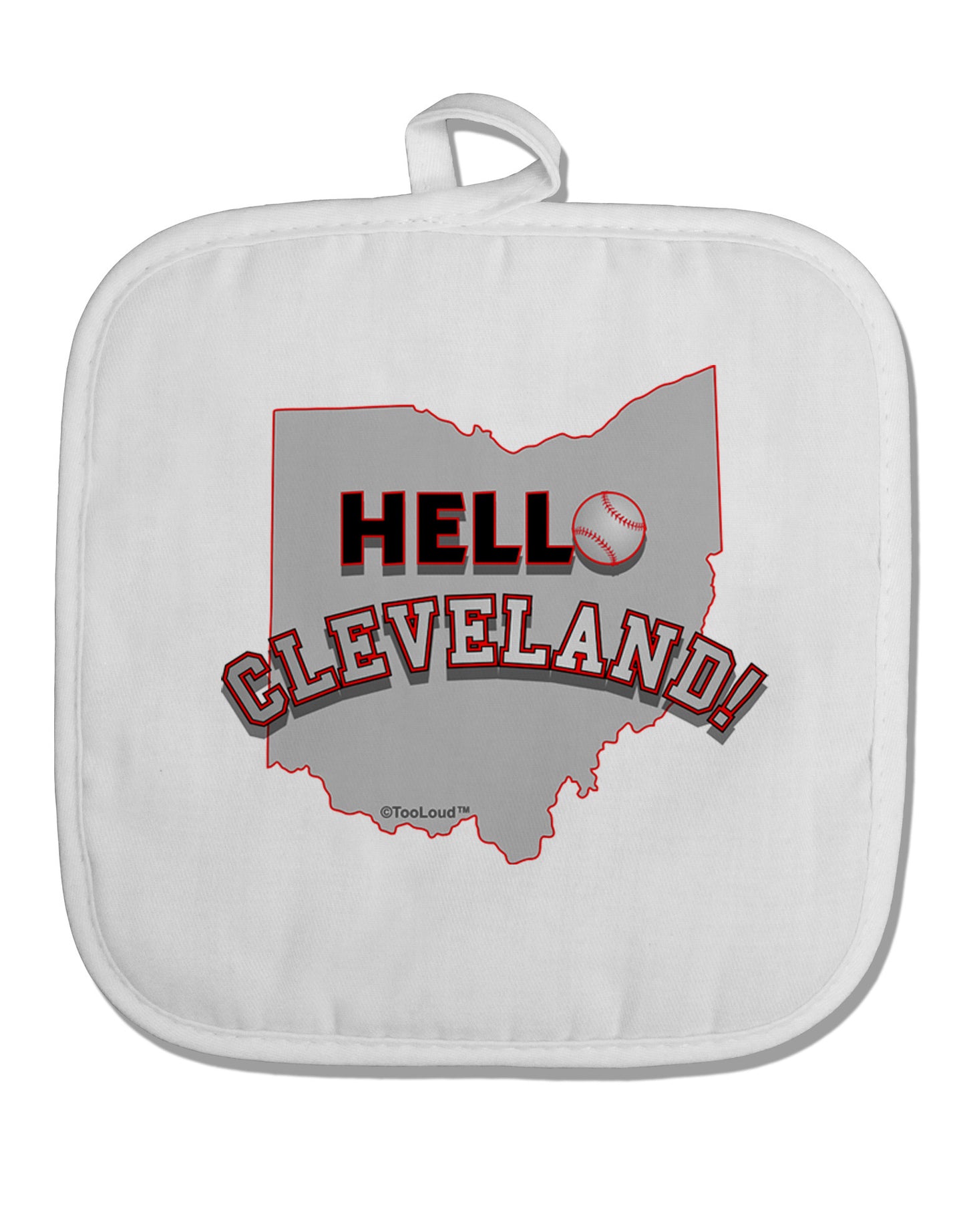 Hello Cleveland White Fabric Pot Holder Hot Pad-Pot Holder-TooLoud-White-Davson Sales