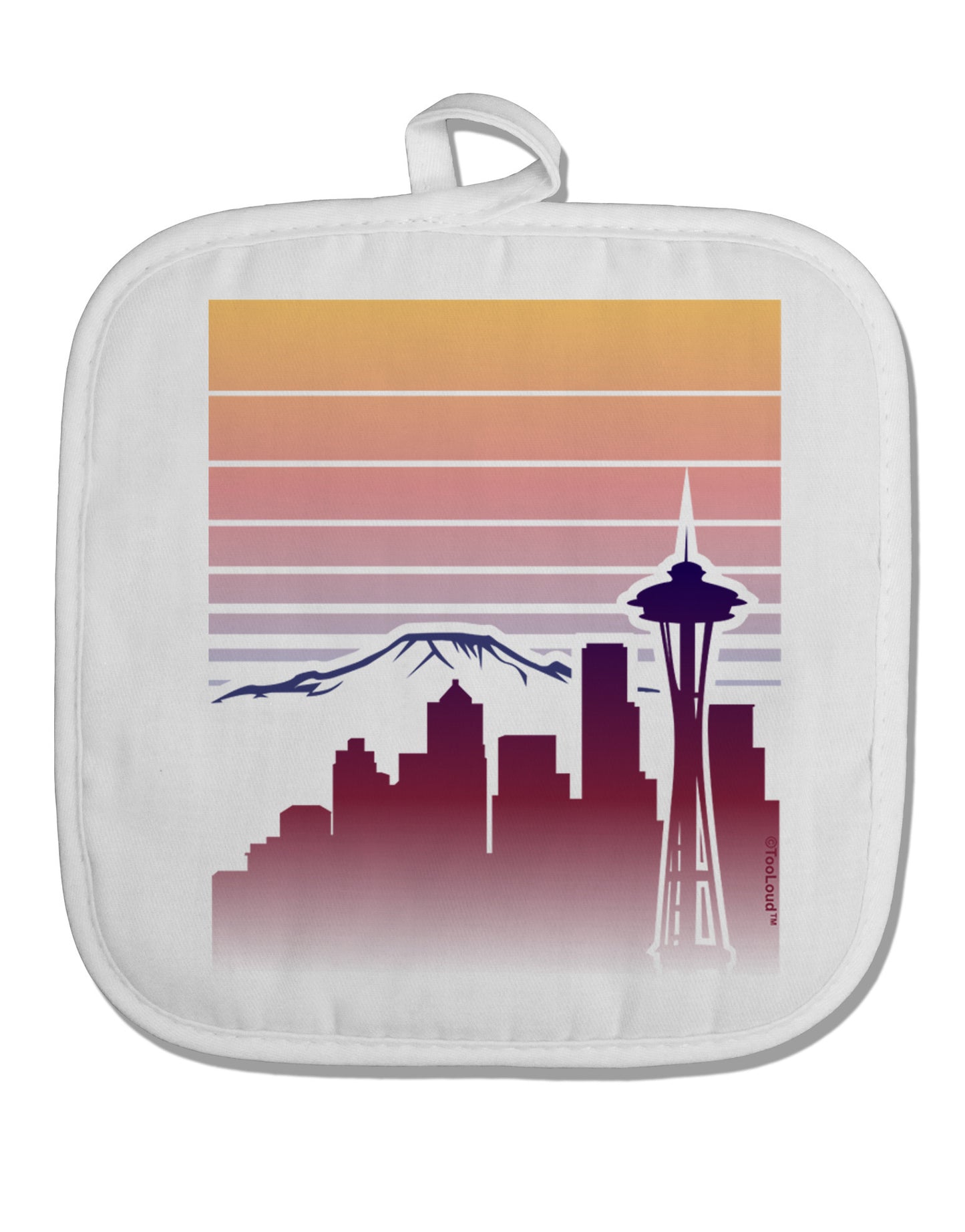 Seattle Skyline Sunrise White Fabric Pot Holder Hot Pad-Pot Holder-TooLoud-White-Davson Sales