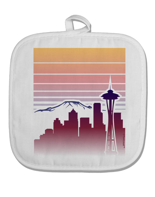 Seattle Skyline Sunrise White Fabric Pot Holder Hot Pad-Pot Holder-TooLoud-White-Davson Sales