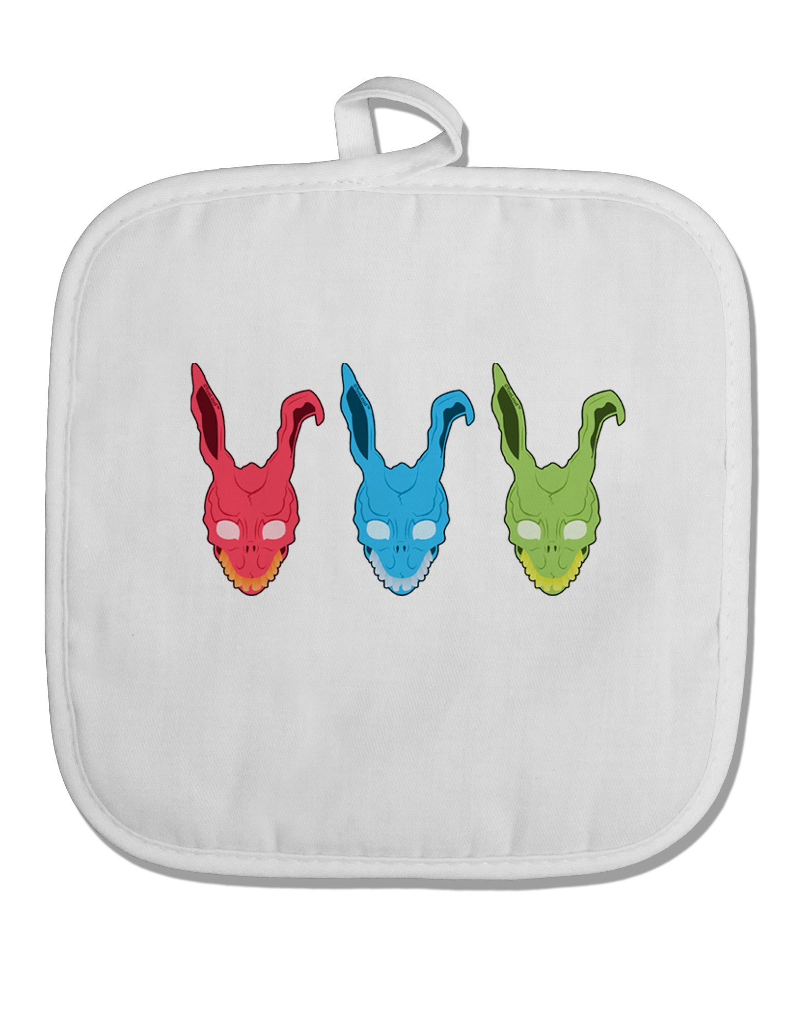 Scary Bunny Tri-color White Fabric Pot Holder Hot Pad-Pot Holder-TooLoud-White-Davson Sales