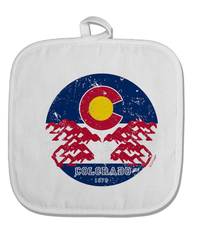 TooLoud Grunge Colorado Emblem Flag White Fabric Pot Holder Hot Pad-PotHolders-TooLoud-Davson Sales