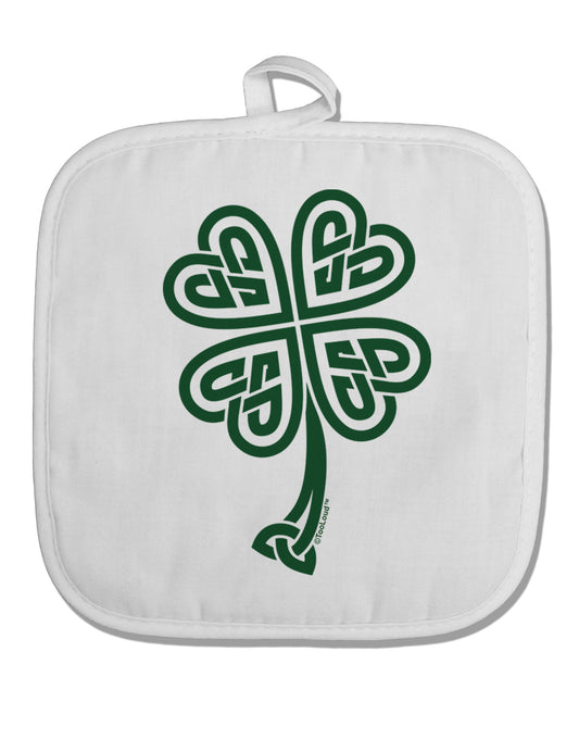 Celtic Knot 4 Leaf Clover St Patricks White Fabric Pot Holder Hot Pad-Pot Holder-TooLoud-White-Davson Sales