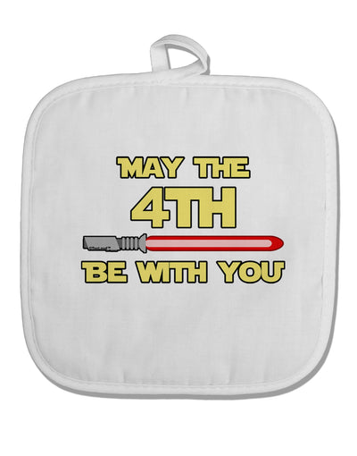 4th Be With You Beam Sword White Fabric Pot Holder Hot Pad by TooLoud-Pot Holder-TooLoud-White-Davson Sales