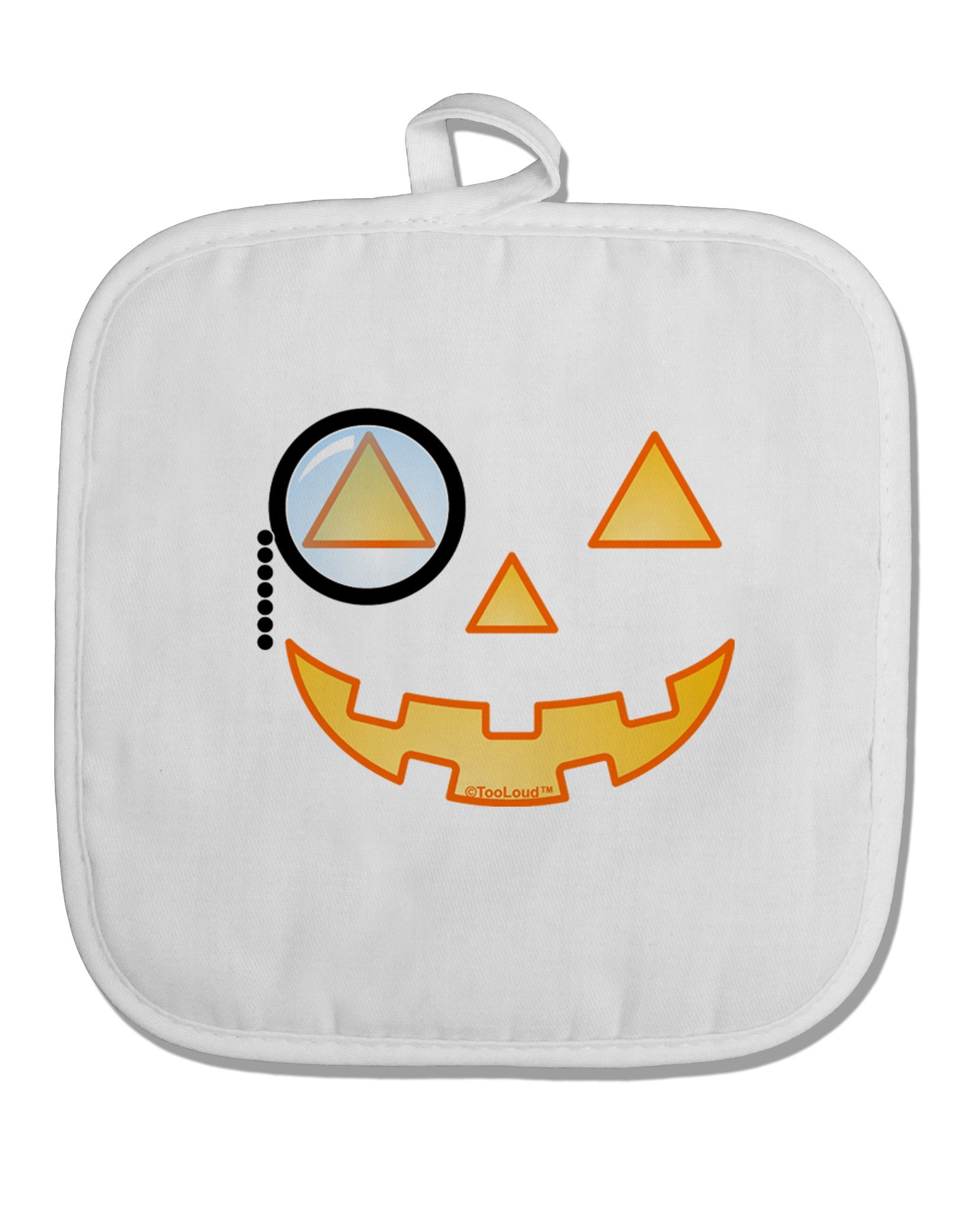 Monocle Jack-o-Lantern Color White Fabric Pot Holder Hot Pad-Pot Holder-TooLoud-White-Davson Sales