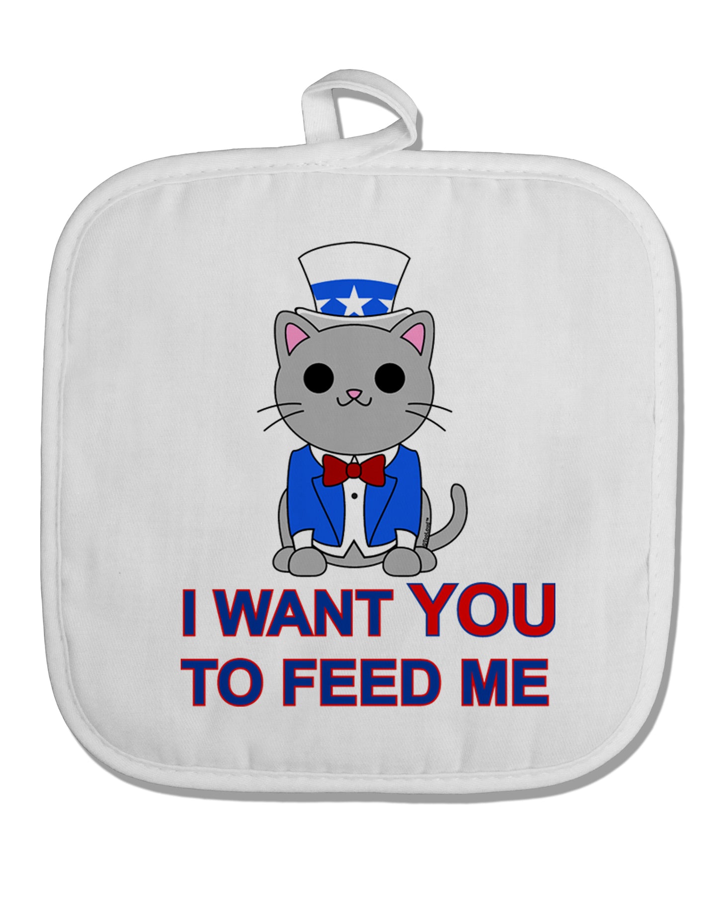 Patriotic Cat I Want You White Fabric Pot Holder Hot Pad by TooLoud-Pot Holder-TooLoud-White-Davson Sales