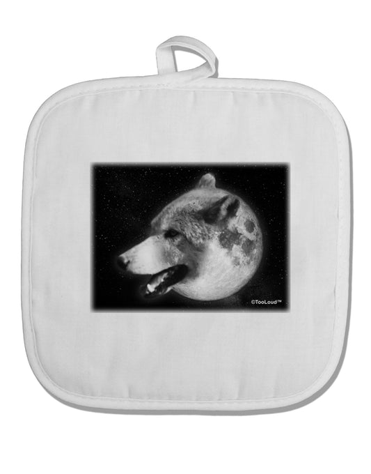 TooLoud White Wolf Moon White Fabric Pot Holder Hot Pad-Pot Holder-TooLoud-White-Davson Sales