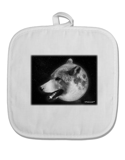 TooLoud White Wolf Moon White Fabric Pot Holder Hot Pad-Pot Holder-TooLoud-White-Davson Sales